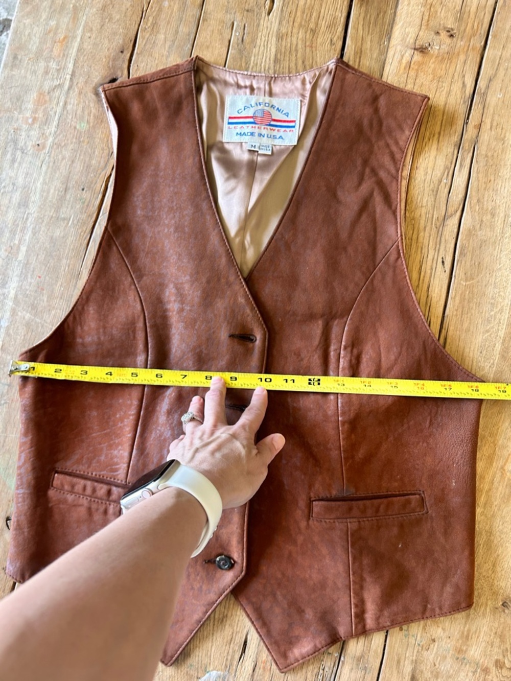 Incredible western style Brown 100% real Leather Button-Front Vest - Picture 8 of 12
